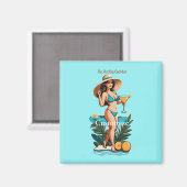 Bikini Babe Big Hat - Big Cocktail Thunder_Cove Magnet (Vorderseite/Rückseite)