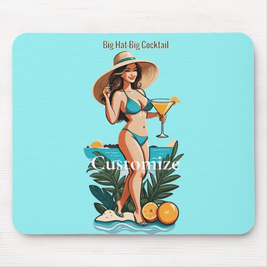 Bikini Babe Big Hat - Big Cocktail Thunder_Cove Mousepad (Vorne)