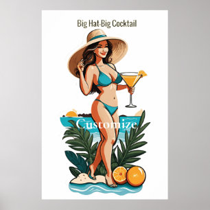 Bikini Babe Big Hat - Big Cocktail Thunder_Cove Poster