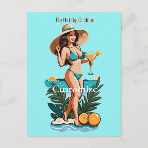 Bikini Babe Big Hat - Big Cocktail Thunder_Cove Postkarte