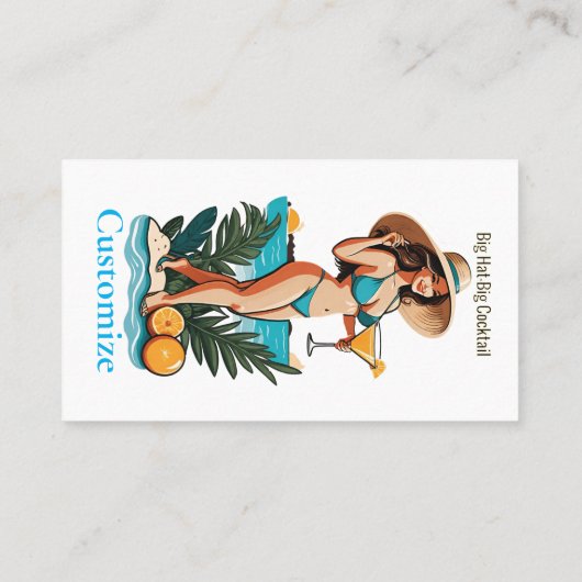 Bikini Babe Big Hat - Big Cocktail Thunder_Cove Visitenkarte (Rückseite)