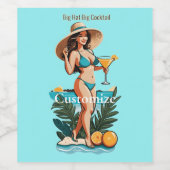 Bikini Babe Big Hat - Big Cocktail Thunder_Cove Weinetikett (Einzelnes Label)