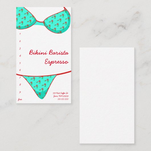 Bikini Barista Espresso Antrieb-Durch Treuekarte (Vorne/Hinten)
