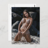 Bikini Beach Babe Beauty Foto Postkarte (Vorne/Hinten)