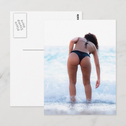 Bikini Beach Babe - Foto Postkarte (Vorne/Hinten)