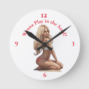 Bikini Beach Girl Thunder_Cove Runde Wanduhr