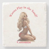 Bikini Beach Girl Thunder_Cove Steinuntersetzer (Vorderseite)