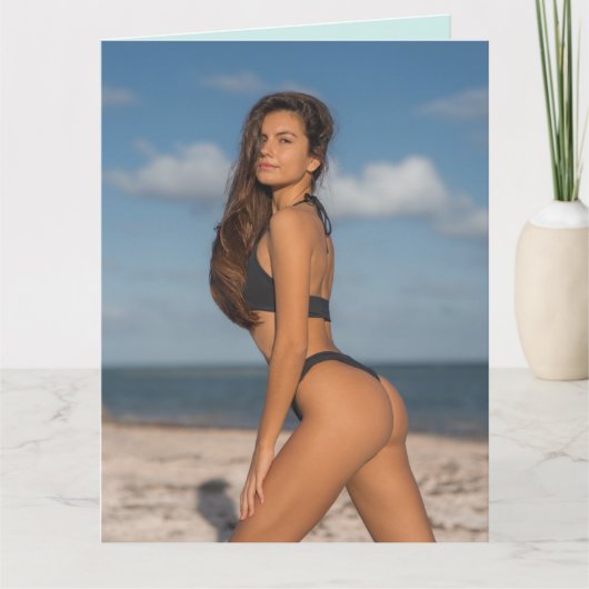 BIKINI BEACH MIRL FUNNY BIRTHDAY Grußkarte Karte (Vorderseite)