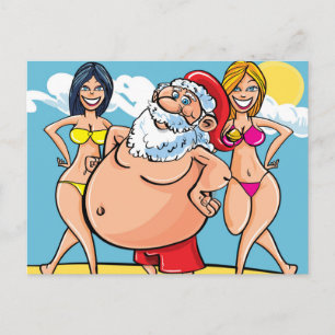 Bikini Beach Santa Claus Feiertagspostkarte