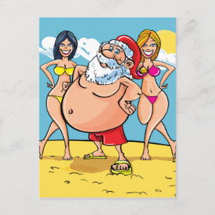 Bikini Beach Santa Claus Feiertagspostkarte