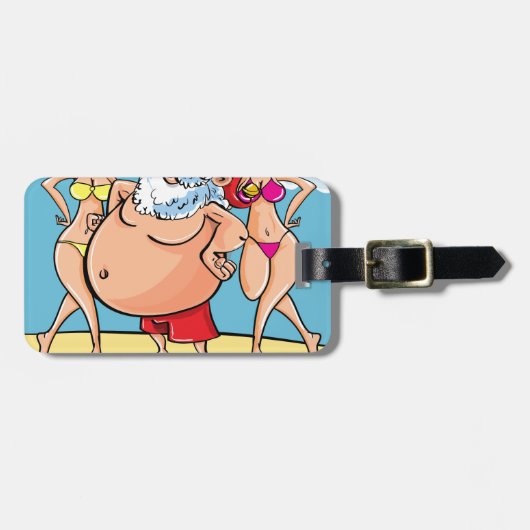 Bikini Beach Santa Claus Gepäckanhänger (Vorderseite horizontal)