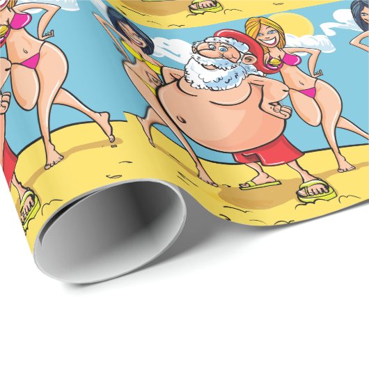 Bikini Beach Santa Claus Geschenkpapier (Rolleneckpunkt)