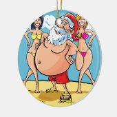 Bikini Beach Santa Claus Keramikornament (Links)