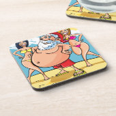 Bikini Beach Santa Claus Untersetzer (Linke Seite)