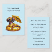 Bikini Dackel Pool Party Mitteilungskarte (Vorne/Hinten)