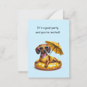 Bikini Dackel Pool Party Mitteilungskarte (Vorderseite)