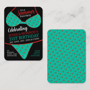 Bikini Design, Pool Party Geburtstagskarten Ticket