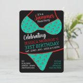 Bikini Design, Summer Pool Party Geburtstag Einladung (Stehend Vorderseite)