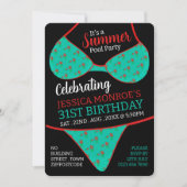 Bikini Design, Summer Pool Party Geburtstag Einladung (Vorderseite)