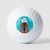 Bikini-Frau am Pool - Hauptsitz Golfball (Vorderseite)