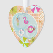 Bikini girl and guy playing swimming pool game ornament (Vorderseite)