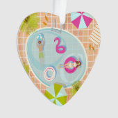 Bikini girl and guy playing swimming pool game ornament (Vorderseite)