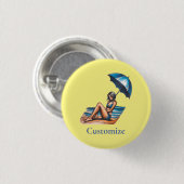 Bikini Girl Beach Napping Thunder_Cove Button (Vorne & Hinten)