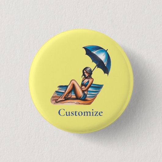 Bikini Girl Beach Napping Thunder_Cove Button (Vorderseite)