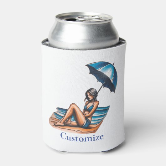 Bikini Girl Beach Napping Thunder_Cove Dosenkühler (Kanne Vorderseite)
