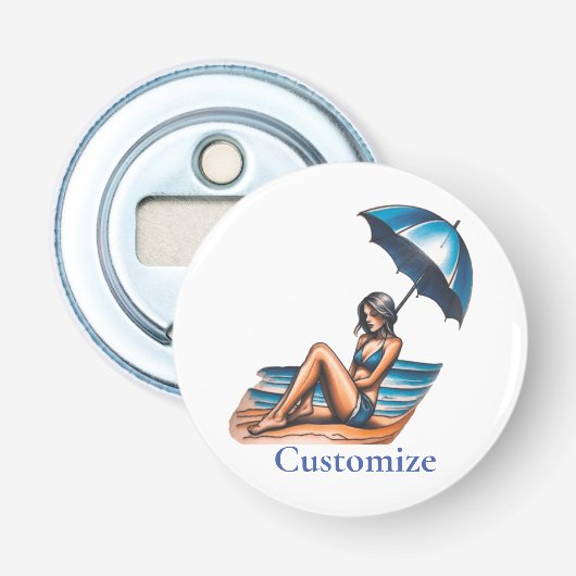 Bikini Girl Beach Napping Thunder_Cove Flaschenöffner (Vorderseite)