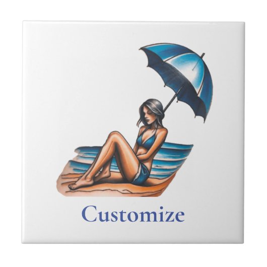Bikini Girl Beach Napping Thunder_Cove Fliese (Vorderseite)
