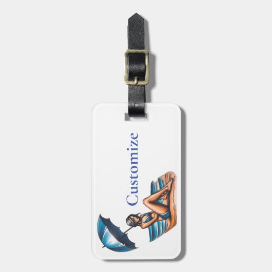 Bikini Girl Beach Napping Thunder_Cove Gepäckanhänger (Vorderseite vertikal)