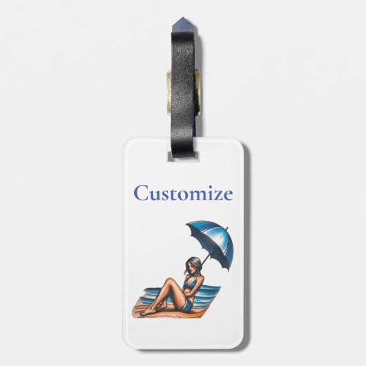 Bikini Girl Beach Napping Thunder_Cove Gepäckanhänger (Rückseite vertikal)