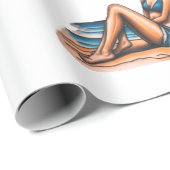 Bikini Girl Beach Napping Thunder_Cove Geschenkpapier (Rolleneckpunkt)