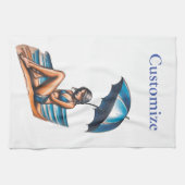 Bikini Girl Beach Napping Thunder_Cove Geschirrtuch (Horizontal)