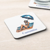 Bikini Girl Beach Napping Thunder_Cove Getränkeuntersetzer (Linke Seite)