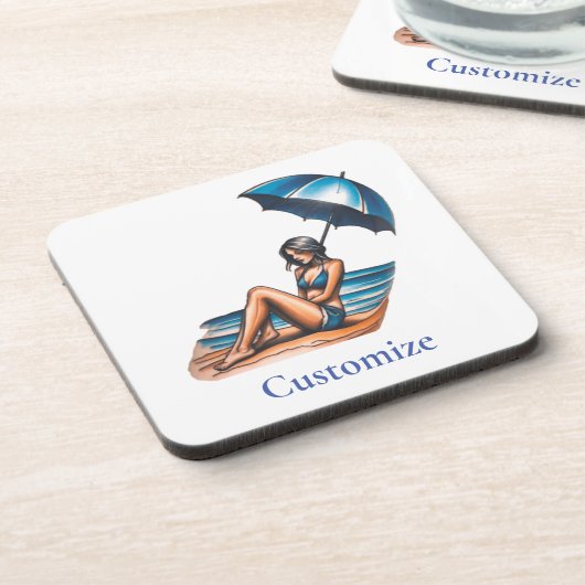 Bikini Girl Beach Napping Thunder_Cove Getränkeuntersetzer (Linke Seite)