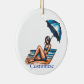 Bikini Girl Beach Napping Thunder_Cove Keramik Ornament (Rechts)