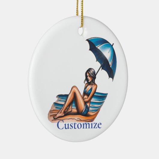 Bikini Girl Beach Napping Thunder_Cove Keramik Ornament (Rechts)