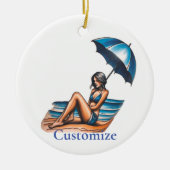 Bikini Girl Beach Napping Thunder_Cove Keramik Ornament (Vorne)