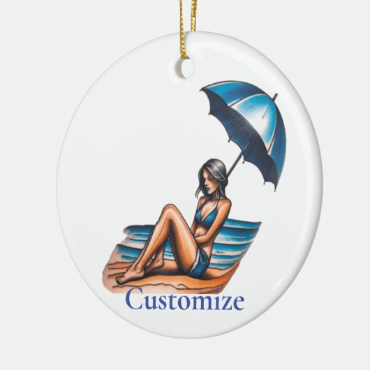 Bikini Girl Beach Napping Thunder_Cove Keramik Ornament (Links)