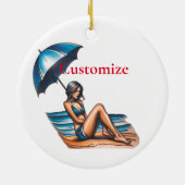 Bikini Girl Beach Napping Thunder_Cove Keramik Ornament (Hinten)