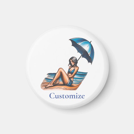 Bikini Girl Beach Napping Thunder_Cove Magnet (Vorne)
