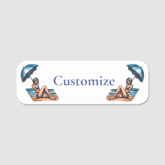 Bikini Girl Beach Napping Thunder_Cove Namensschild (Vorderseite)