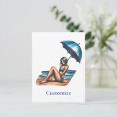 Bikini Girl Beach Napping Thunder_Cove Postkarte (Stehend Vorderseite)