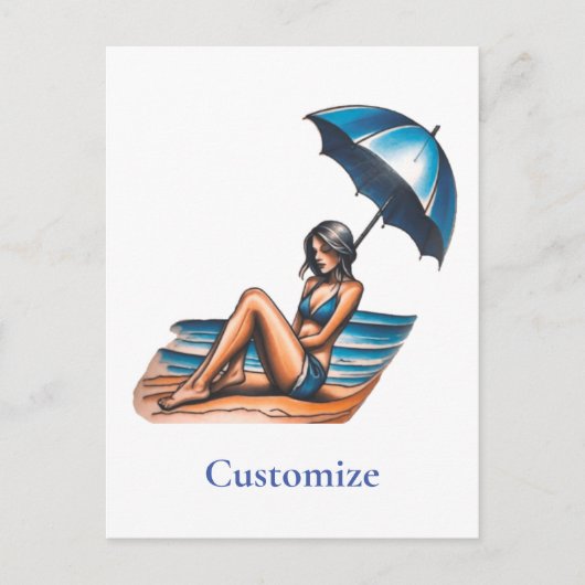 Bikini Girl Beach Napping Thunder_Cove Postkarte (Vorderseite)