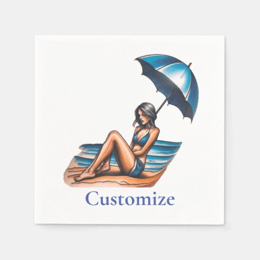 Bikini Girl Beach Napping Thunder_Cove Serviette (Vorderseite)