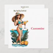 Bikini Girl Big Hat - Big Cocktail Thunder_Cove Einladung (Vorne/Hinten)