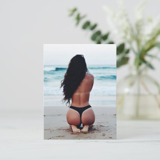 Bikini Girl Foto Postkarte (Stehend Vorderseite)
