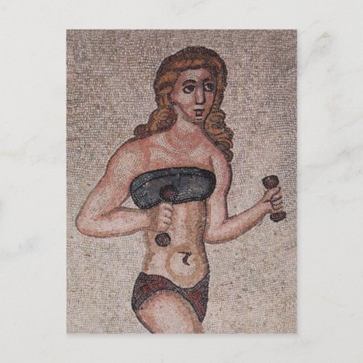 Bikini Girl Mosaic - Gewichte heben - Roman Postkarte (Vorderseite)